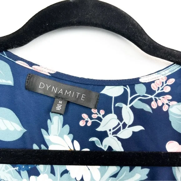 Dynamite Blue Sheer Summer Cardigan White Red Pink Flowers - Picture 2 of 10